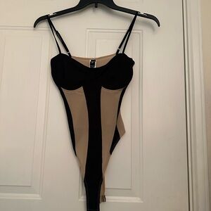 Windsor Black and Tan Contrast Bodysuit